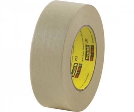 3M™ 7000001266 232 High Performance Adhesive Tape, 55 m L x 48 mm W, 6.3 mil THK, Rubber Adhesive, Crepe Paper Backing