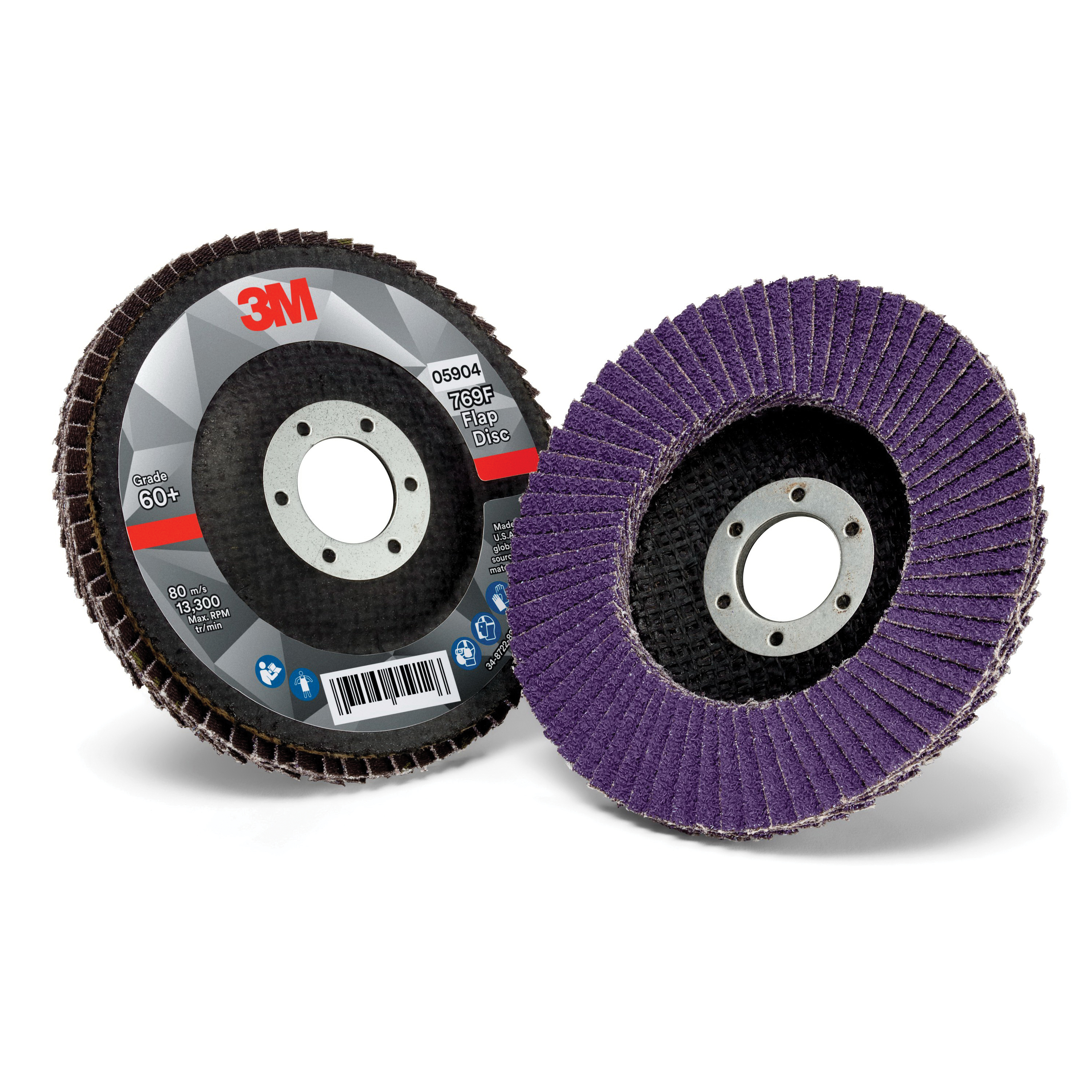 3M™ 7100178023 769F Type 27 Flap Disc, 4-1/2 in Dia Disc, 7/8 in Center Hole, 60+ Grit, Precision Shaped Ceramic Abrasive, Type 27 Disc