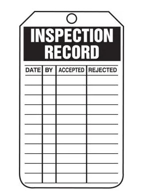 AccuformNMC® TRS249PTP Inspection Status Safety Tag, RF Plastic 5 3/4" x 3 1/4": Inspection Record 25/PK