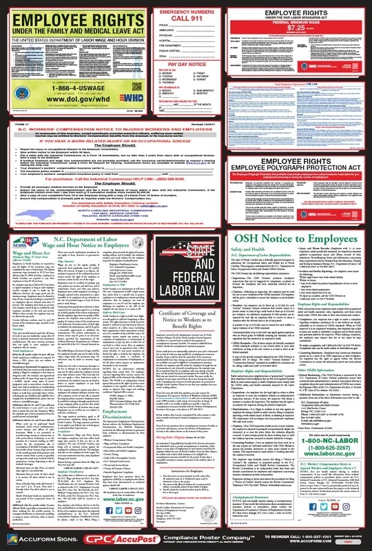 Accuform® PPG300NC Labor Law Poster NC 40 X 27 English