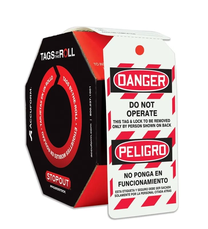 Accuform TAR460 “Danger Do Not Operate” Bilingual OSHA Tag Roll (100‑Count)