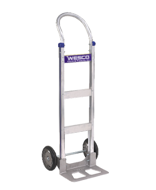 Wesco Industrial Products 220382-A WESCO COBRA LITE ALUMINUM HAND TRUCK, 410-T18-PWT-A WESCO ALUMINUM HAND TRUCK ASSEMBLED. CONT. HANDLE, STRAIGHT FRAME, 18" NOSE PLATE, PNEUMATIC TIRES NOTE STAIR CLIMBER ADD MFG # 220349