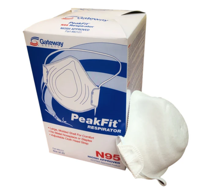 Gateway Safety 80101 Peakfit N95 Respirator, 20/box