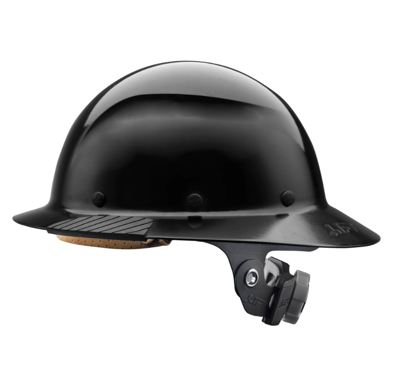 HDF-15KG Lift Dax Fiber Black Hard Hat Full Brim, Fiberglass Reinforced Shell, Black