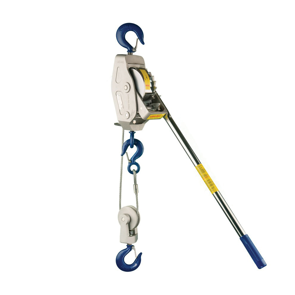 Lug-All® 4000-20 Medium Frame Cable Hoist, 20 ft Single Line/10 ft Double Line Lifting, 2000 lb Single Line/4000 lb Double Line Pulling, 1/4 in Dia x 22 ft L