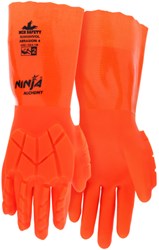 MCR Safety N2658HVOL Size Large, Ninja® Alchemy Work Gloves 15-Gauge Nylon Shell Fully Double Coated with PVC TPR Back-of-Hand Impact Protection 14-Inch Gauntlet Cuff, Orange