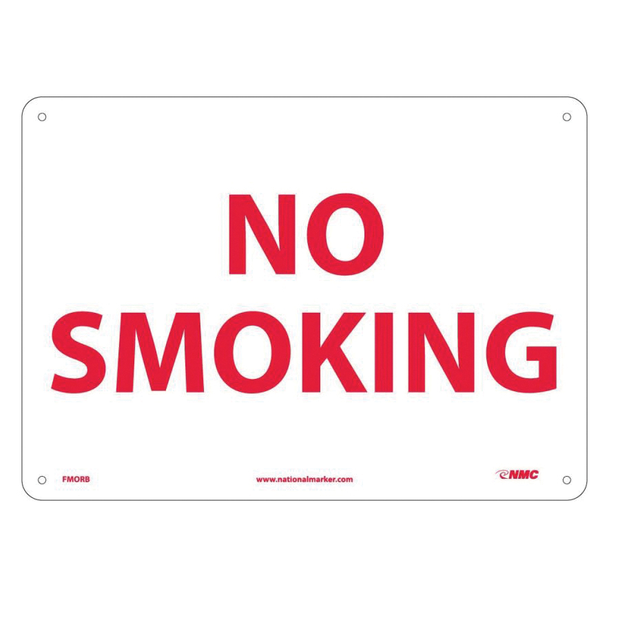 NMC™ MSMK545VP Smoking Regulation Rectangle No Smoking Sign, 10 in H x 14 in W, Red/White, Rigid Plastic, Wall Mounting