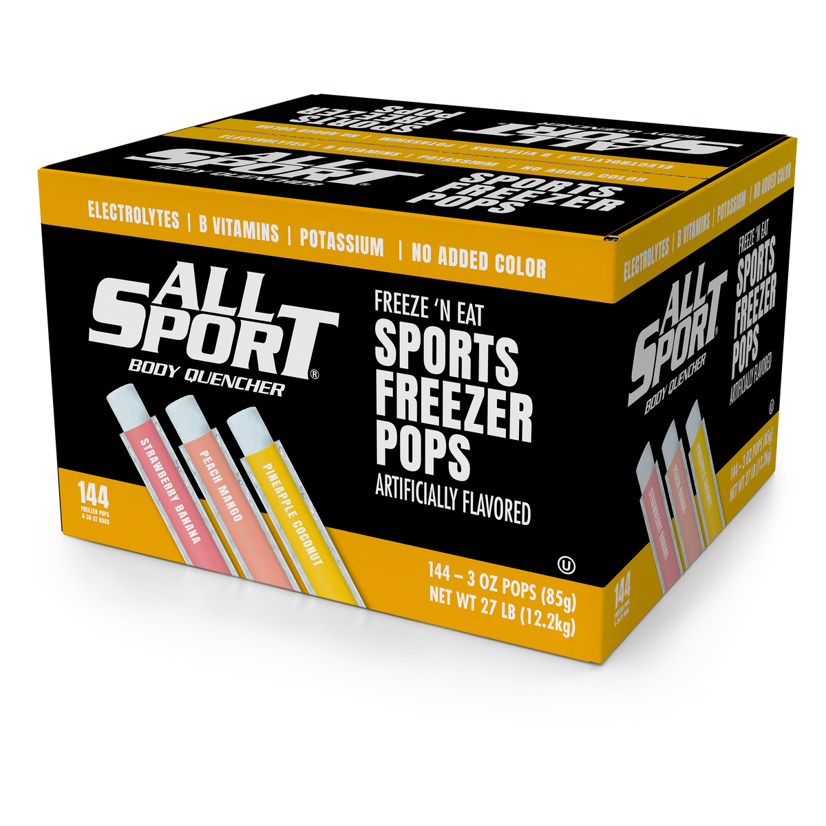 All Sport® 10121517 Body Quencher Electrolyte Freezer Pops, Tropical Cooler, 144 Per Case