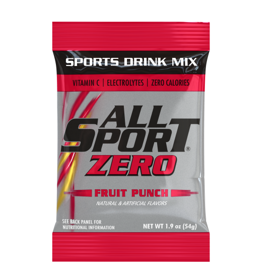 All Sport® Zero 10122633 Electrolyte Powder Mix, Fruit Punch Flavor, 1.9 oz Pouch, 2.5 Gallons, 30 Per Case