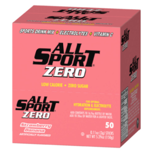 All Sport Zero 10122526 Stawberry Banana Drink Mix/50 Ct Box