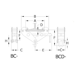 All Material Handling BC-05 Beam Clamp, 19.7 in x 5.6 in, Theatrical Black, 11000 lb WLL