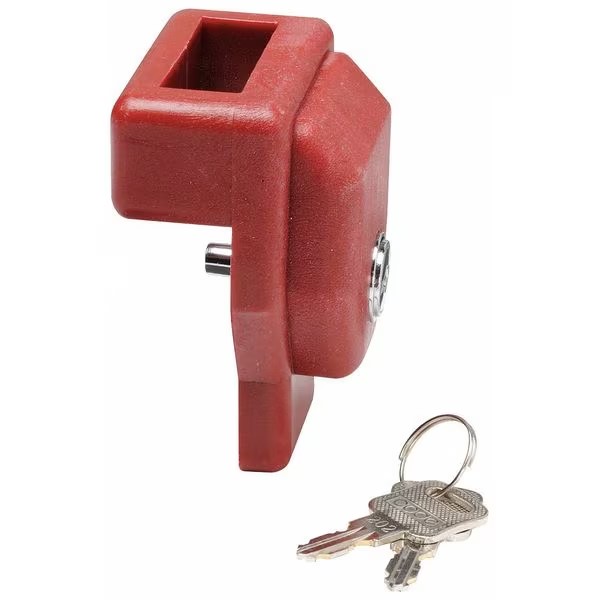 Gladhand Lock, Keyed Alike, 2 Keys, Plastic, Red