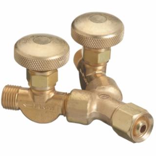 312-112 112 Y Valved Y Connection, 200 psig, Brass, B-Size (F) Inlet to B-Size (M) Outlet, CGA-023, Acetylene/Fuel Gases, LH
