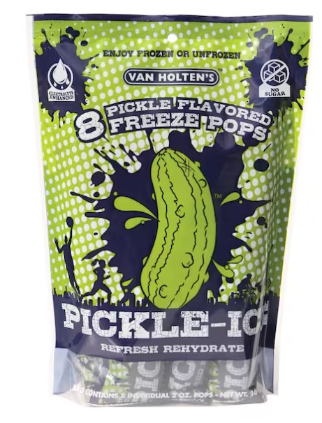 Pickle-Ice Freeze Pops – 2 oz, Electrolyte-Enhanced, Pack of 8