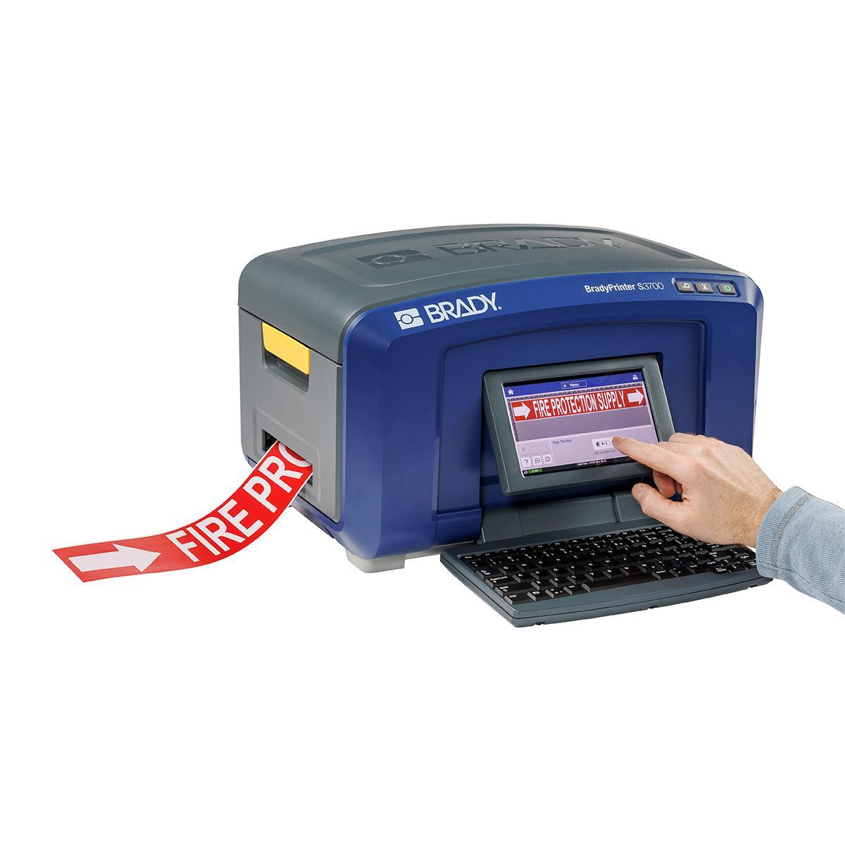 Brady® S3700-WB/176425 Multicolor Safety Sign and Label Printer, Thermal Transfer Print, 4 in W Tape, 4 to 600 pt Font, Power Source: 110 to 240 V, Color LCD Touch Screen Display