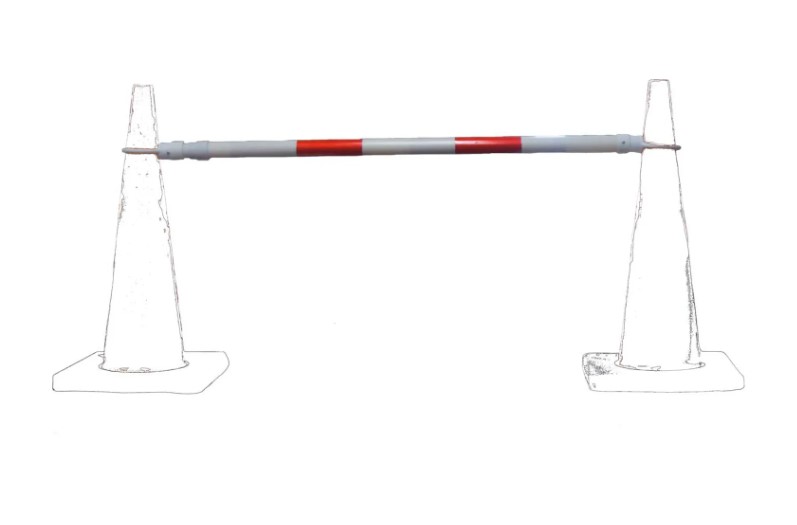 Cortina® 03-829CB-R Retractable Cone Bar, 4-6' L, White/Red