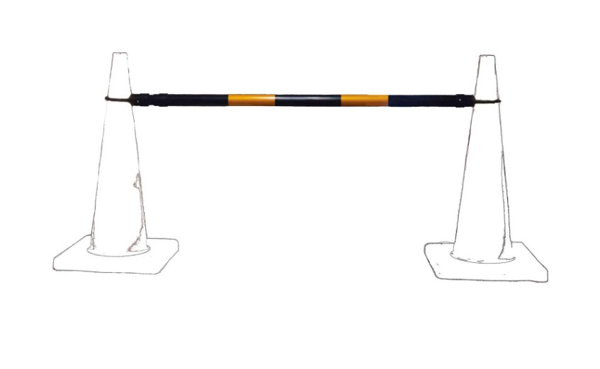 Cortina® 03-829CB-BLK Retractable Cone Bar, 4-6' L, Black/Gold