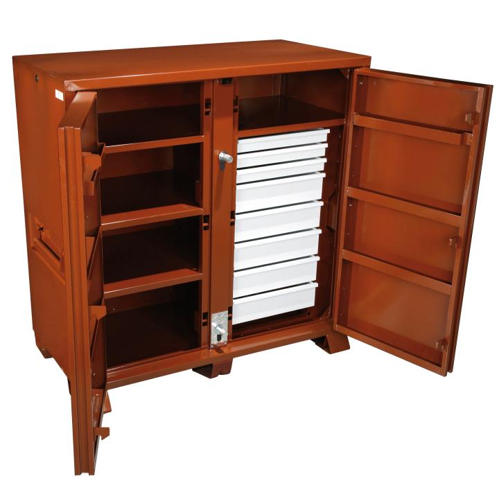 JOBOX 1-679990 60 in Two-Door Jobsite Drawer Cabinet, Brown