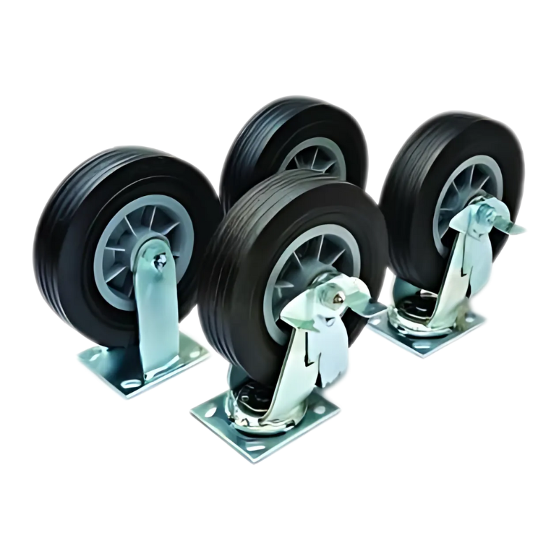 Crescent® 6" Casters Set of 4 - 2 Fixed & 2 Plain Swivel with Brakes