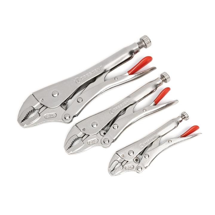 Crescent CLP3SETN-08 3 Piece Curved Jaw Locking Pliers with Wire Cutter Set