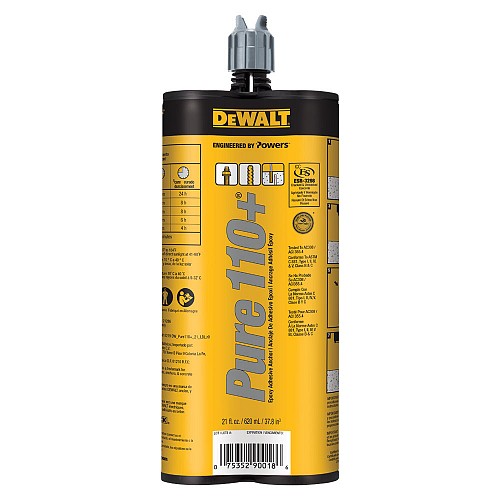 DeWALT® 08310SD-PWR Pure 110+ 9 FL. OZ. Quick-Shot Cartridge Epoxy Adhesive Anchor