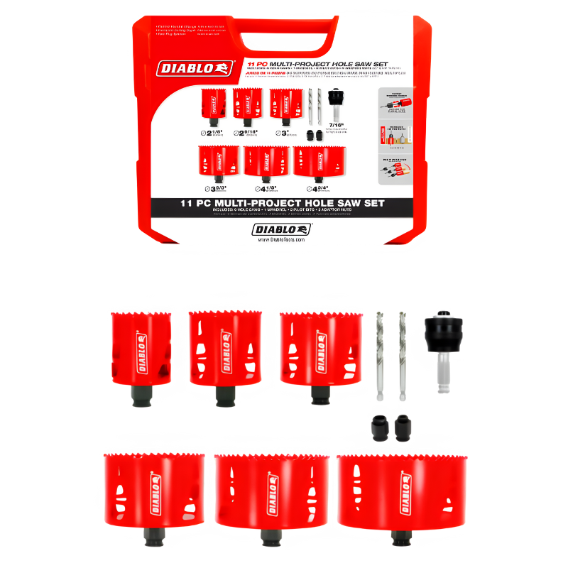 Diablo DHS11SLD 11 Piece Bi Metal Multi Project Hole Saw Set – High Performance Cutting