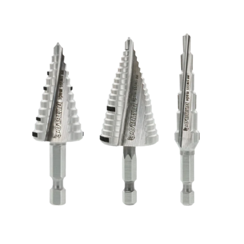 Diablo DSDS003 3-Piece Impact Step Drill Bit Set – 1/2", 7/8", and 1-1/8" Stepped Holes for Metal Cutting