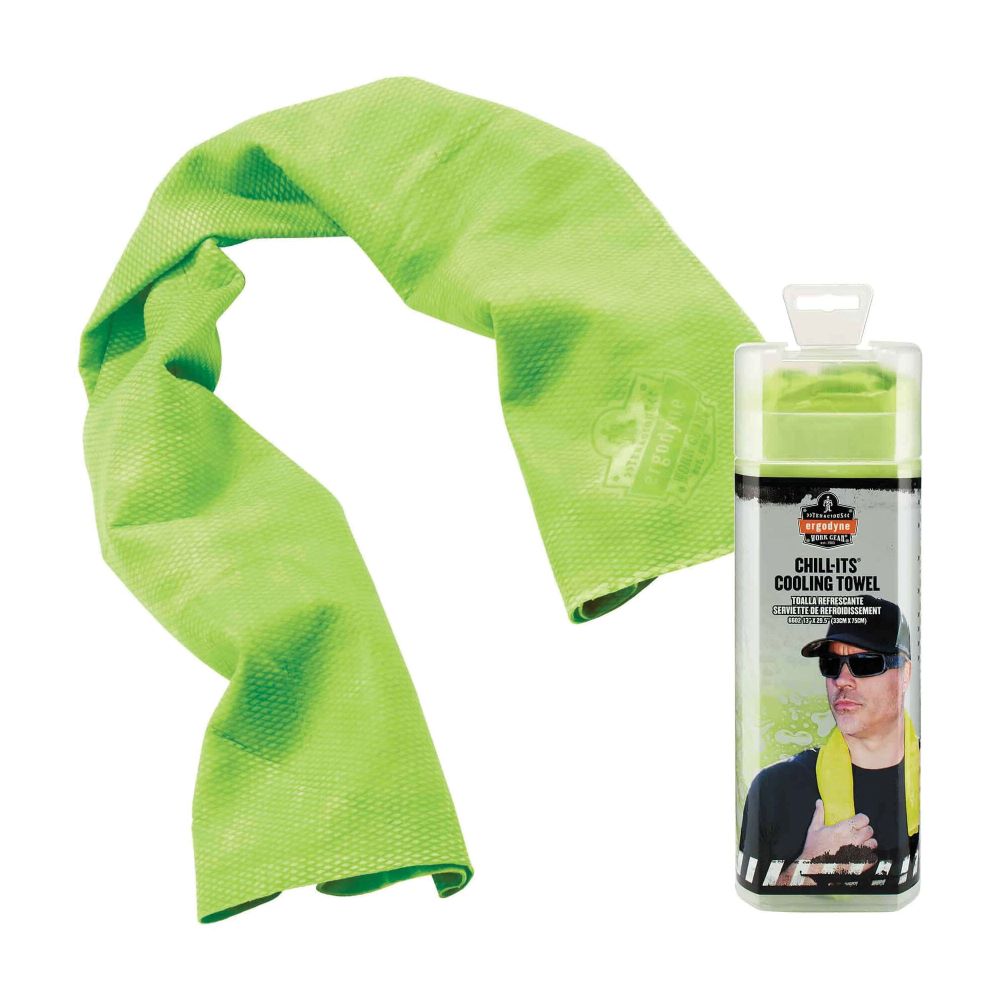 Chill-Its® 12439 6602 Evaporative Cooling Towel, 13 x 29-1/2 in, Hi-Viz Lime, Polyvinyl Alcohol