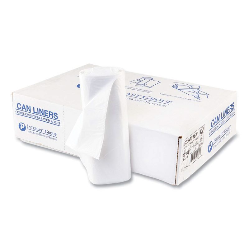 Inteplast IBS High‑Density Can Liners, 33 gal, 16 mic, 33" × 40", Clear, 250/CS