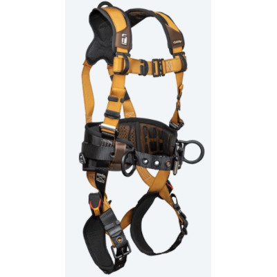 FallTech 7081B-L Advanced ComforTech® Gel 3D Construction Belted Full Body Harness, Tongue Buckle Leg Adjustment, Large
