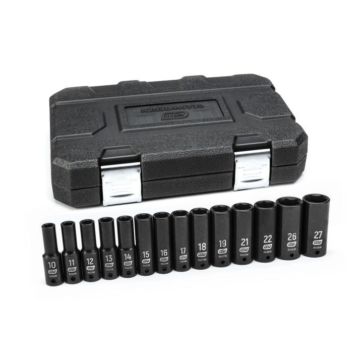 GEARWRENCH® 84955N 14 Pc 1/2 in Drive 6 Point Deep Impact Metric Socket Set