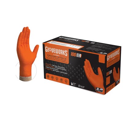 Gloveworks® XX-Large HD Orange Nitrile Disposable Gloves (100/Box)