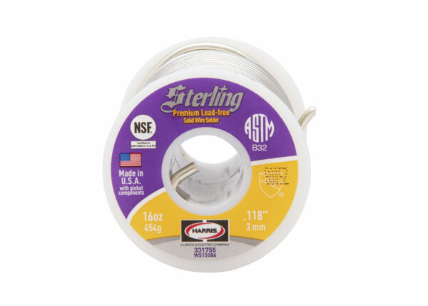 Worthington™ Sterling® 331755 Solder, 0.118 in, 410 to 418 deg F Melting, 1 lb Spool, Copper