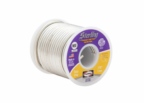 Worthington™ Sterling® 331755 Solder, 0.118 in, 410 to 418 deg F Melting, 1 lb Spool, Copper