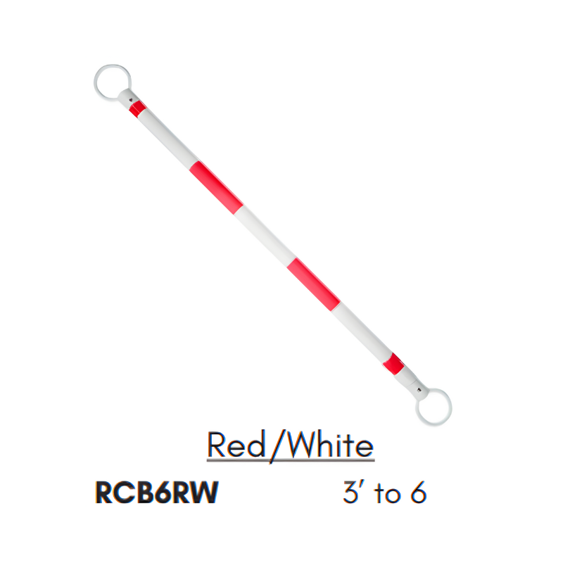 JBC™ RCB6RW Retractable Cone Bar Red/White 3 to 6 Ft