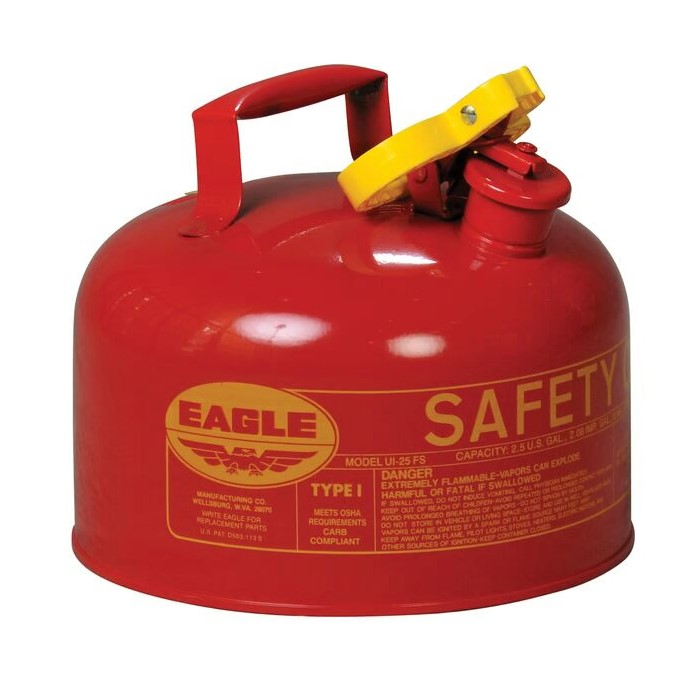 Justrite UI25S 2.5 Gallon Type I Red Steel Safety Can