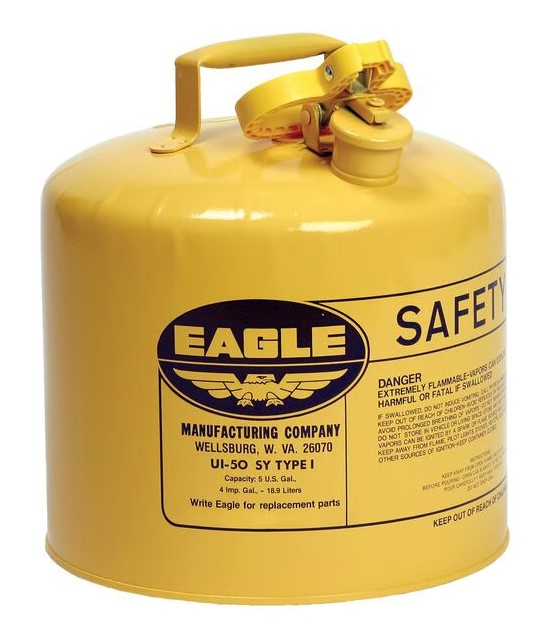Justrite UI50SY 5 Gallon Type I Yellow Steel Safety Can – Diesel
