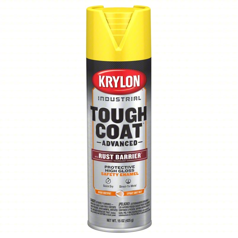 K00439008 TOUGH COAT ADVANCED Spray Paint: Premium Spray Paints, Rust Barrier, High Gloss Safety Yellow, Aluminum/Metal/Steel; 15 oz Can