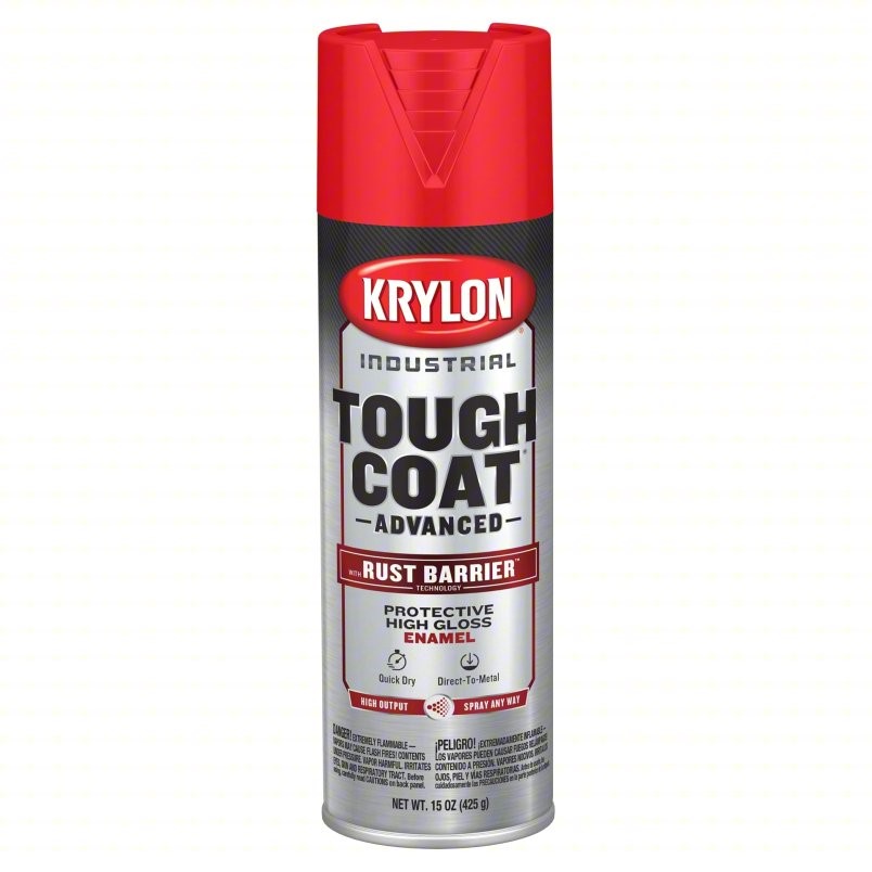 K00649008 TOUGH COAT ADVANCED Spray Paint: Premium Spray Paints, Rust Barrier, High Gloss Red, Aluminum/Metal/Steel; 15 oz Can