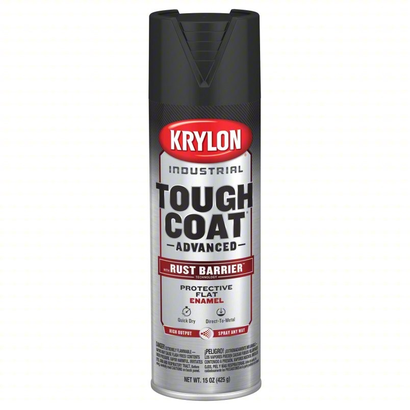 K00789008 TOUGH COAT ADVANCED Spray Paint: Premium Spray Paints, Rust Barrier, Flat Black, Aluminum/Metal/Steel, 65; 15 oz Can