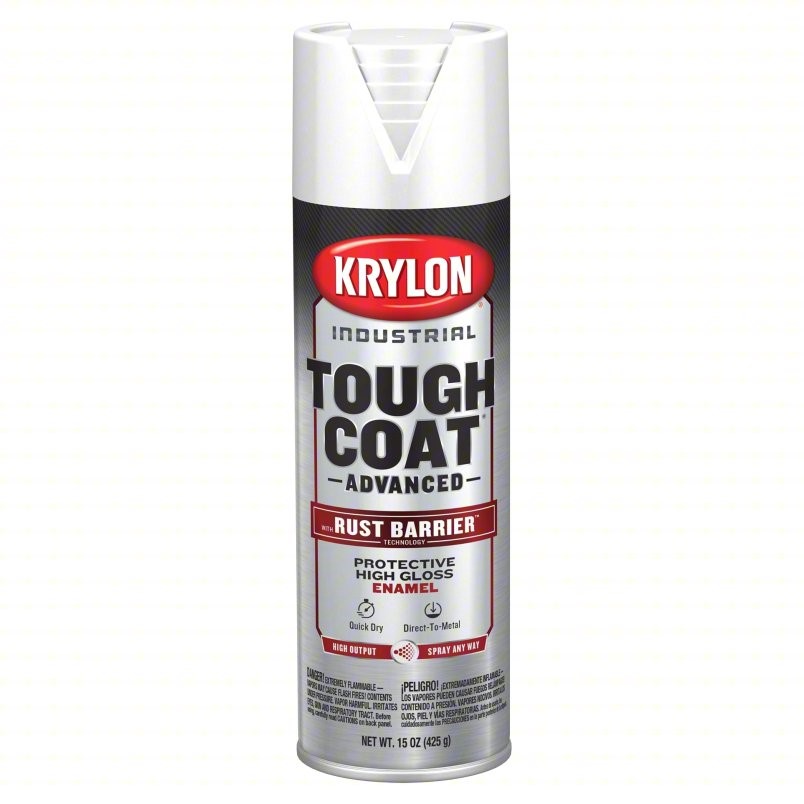 K00929008 TOUGH COAT ADVANCED Spray Paint: Premium Spray Paints, Rust Barrier, High Gloss White, Aluminum/Metal/Steel, 65; 15 oz Can