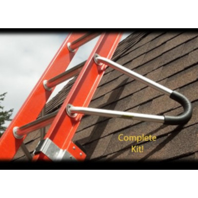 LeveLok® ST-ORS-3 Quick-Connect Ladder Stabilizer Standoff Bracket With Foam Elbows, 31/32 in OD, 300 lb Duty Rated, For Use With Extension Ladders with Open D or O Rung Holes on Outside of Ladder Rail, 6061-T6 Aluminum