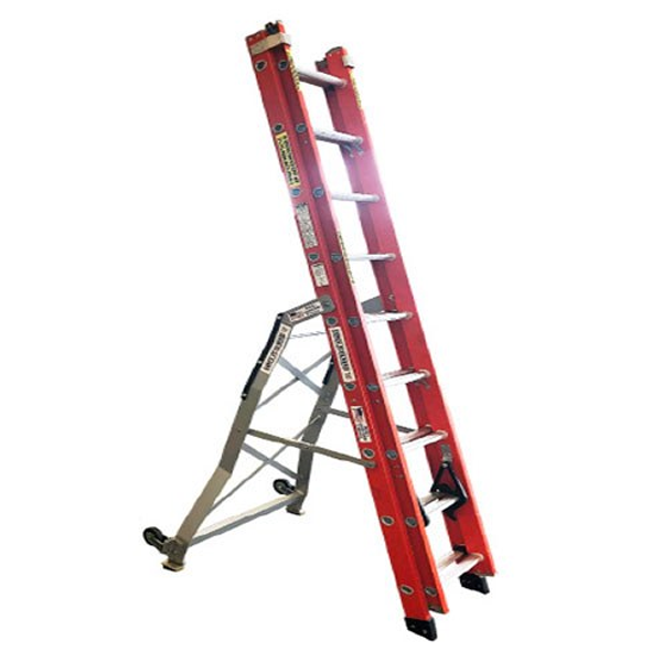 LockNClimb LNCEXTTRKFIBER2 Fiberglass Ladder, Extends 8'3" TO 13'3"