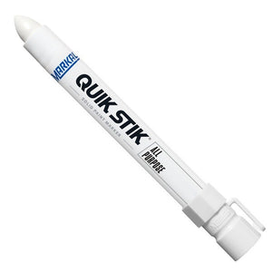 Markal® 061051 Quik Stik® Permanent Twist Solid Paint Crayon, 11/16 in Round Tip, Plastic Housing, White