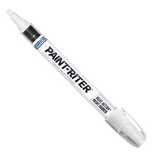 Markal® 096820 Valve Action® Liquid Paint Marker, 1/8 in Bullet/Medium Tip, Fiber Nib/Metal Barrel, White