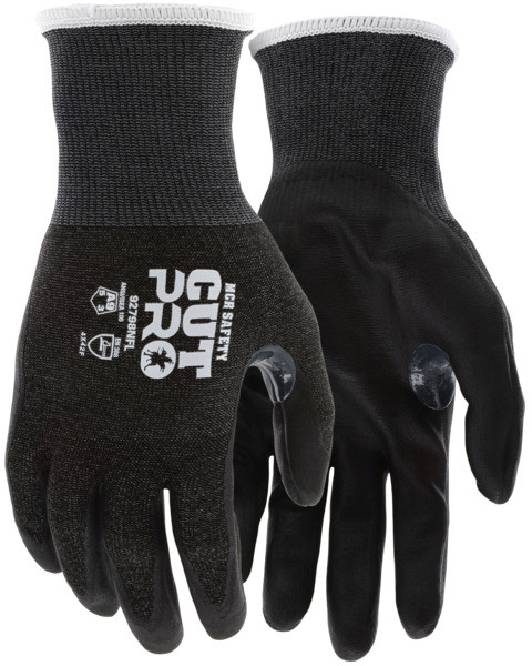 MCR Safety  92798NF Cut Pro 18 Gauge Black HyperMax HPPE Shell Nitrile Foam Coated Palm and Fingertips Glove, A9