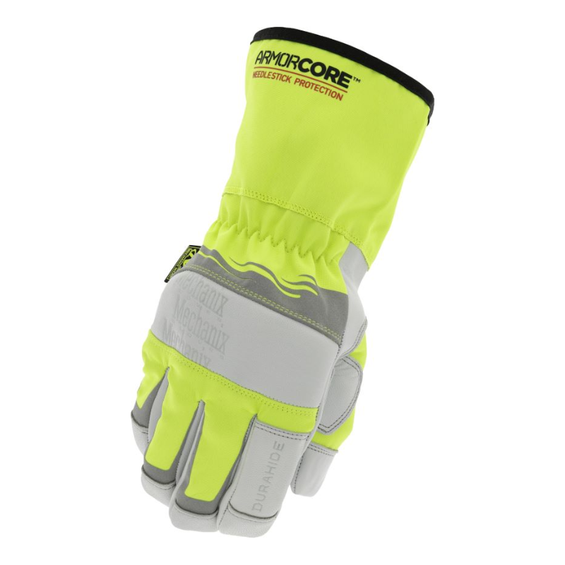 Mechanix Wear® NSIND-91 NSIND-91 High-Visibility Gloves,  Tricot/Leather, Open Cuff, Resists: Water/Abrasion/Cut, ANSI Cut-Resistance Level: A5, ANSI Puncture-Resistance Level: 5, Left/Right Hand