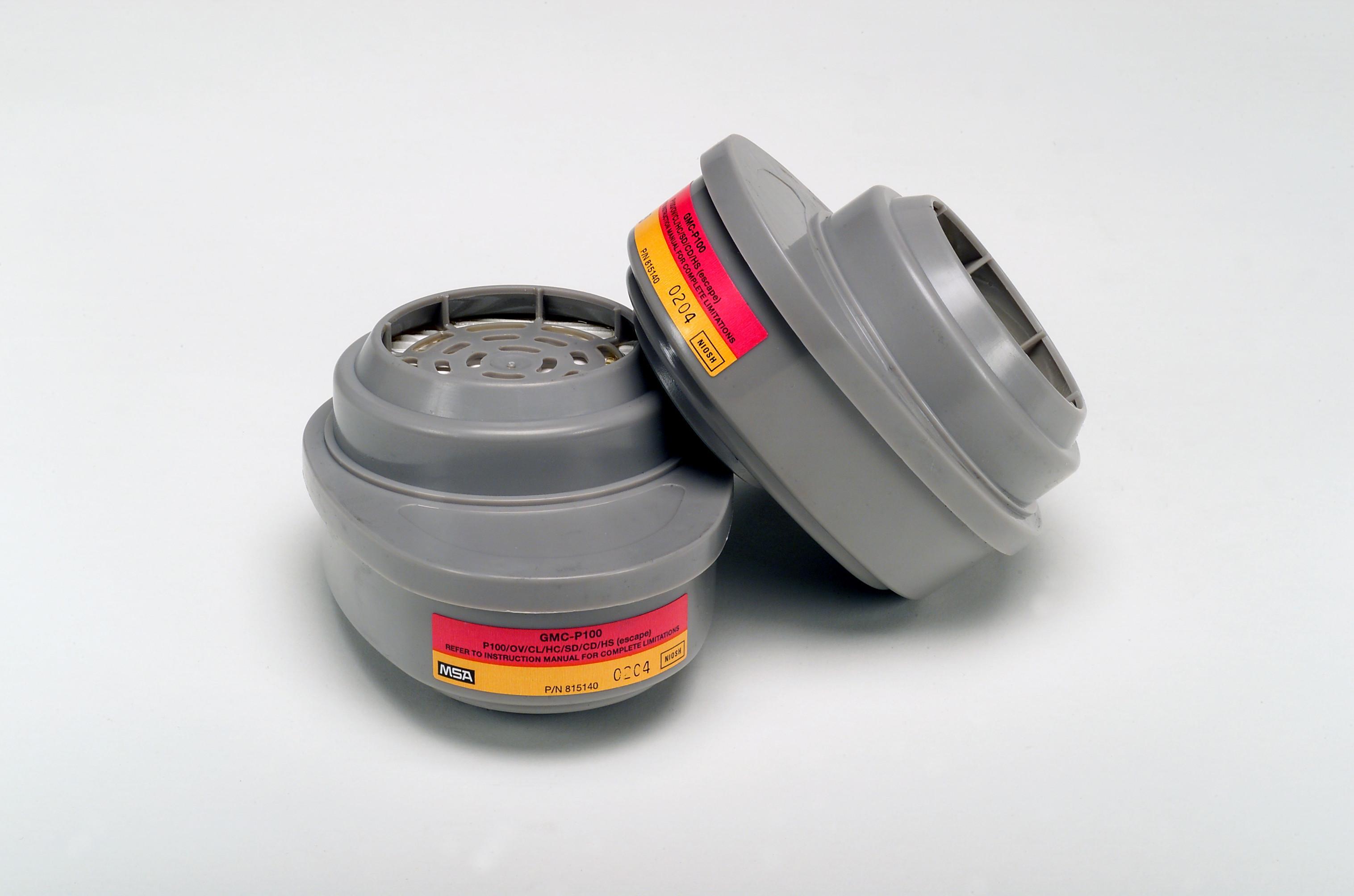 MSA 815364 Advantage® Respirator Cartridge, For Use With Advantage® Series Respirators, P100 Filter Class, 0.999 Filter Efficiency, Bayonet Connection