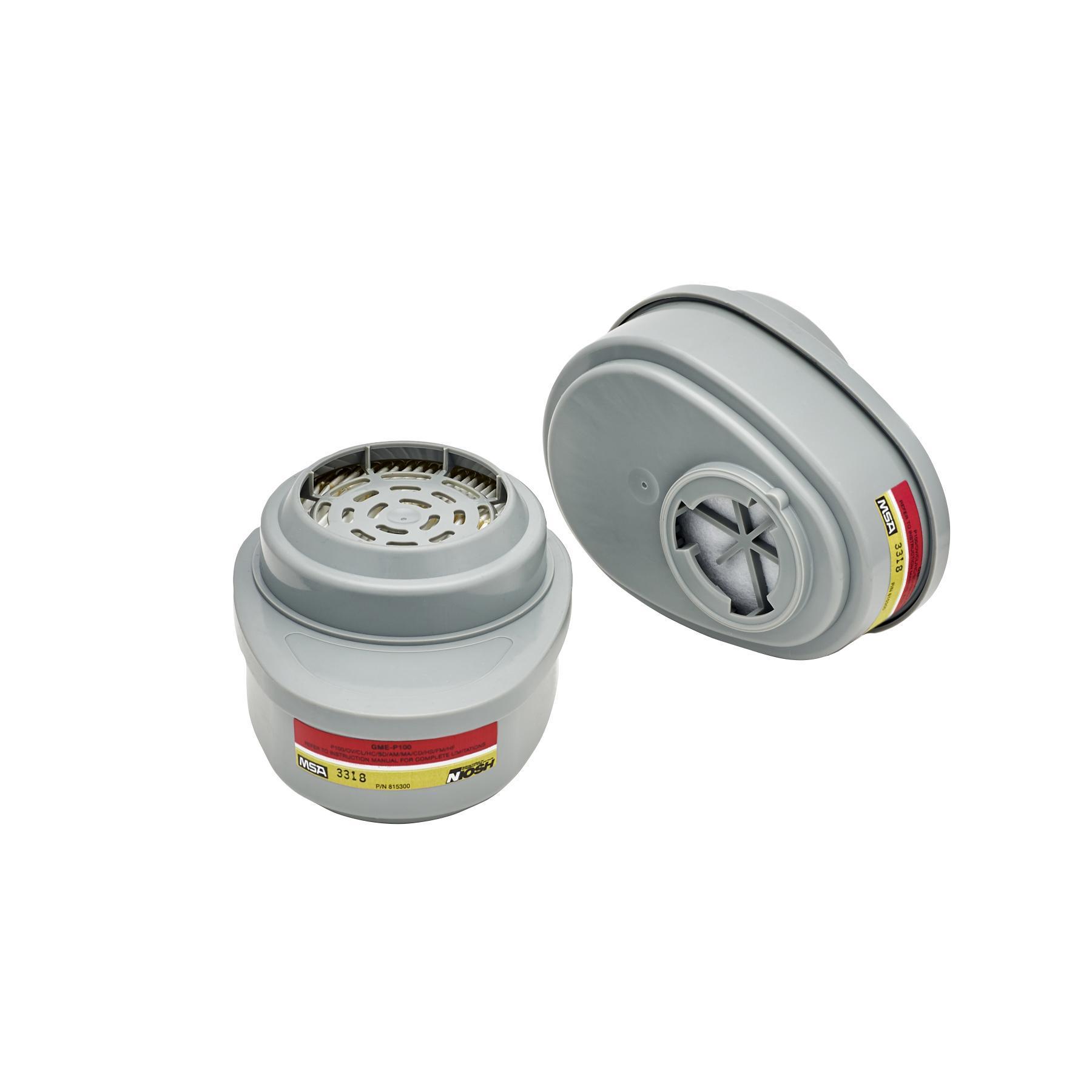 MSA 815366 Advantage® Multi-Gas Respirator Cartridge, For Use With Advantage® Series Respirators, P100 Filter Class, 0.999 Filter Efficiency, Bayonet Connection