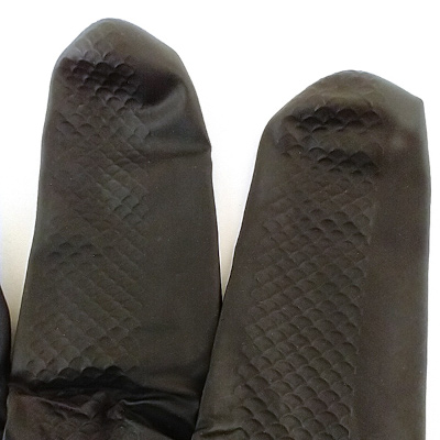 Grippaz Black Disposable Nitrile Gloves, 6 mil Thick, Powder-free, Powergrip Fishscale, Sizes M-XL, 50/Box